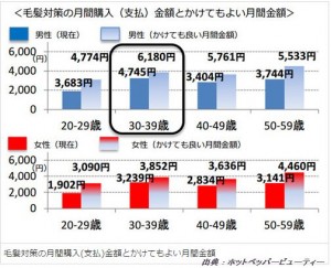 年代別薄毛対策費用